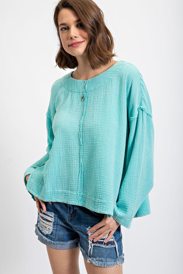 Easel Washed Cotton Gauze Top
