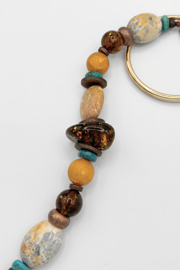 Effie Warm Mixed Bead Bag Charm Keychain