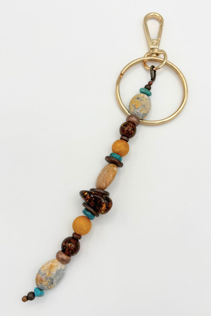 Effie Warm Mixed Bead Bag Charm Keychain