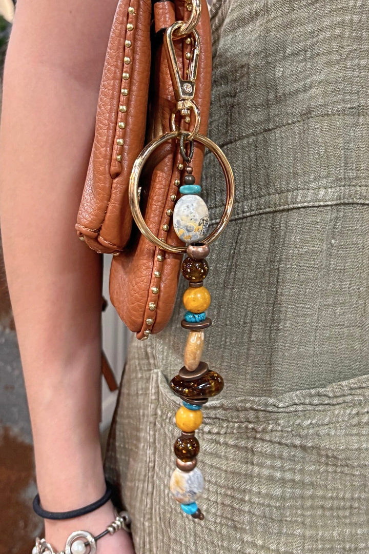 Effie Warm Mixed Bead Bag Charm Keychain
