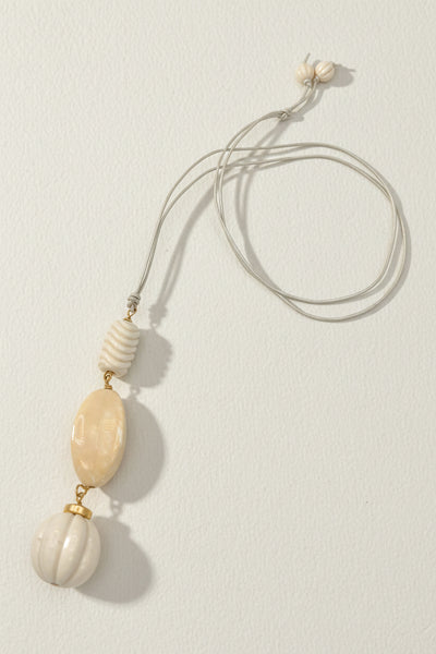 Eir Handmade Triple Drop Beaded Long Leather Cord Necklace