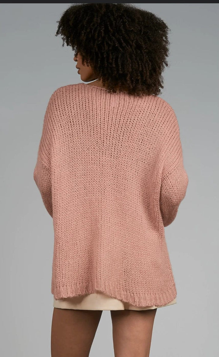 Elan Sweater V Neck with "Love" on Front in Mauve