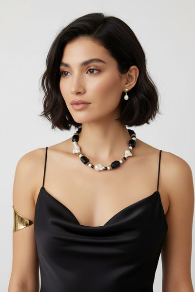 Elpis Handmade Genuine Pearl and Bead Mix Necklace