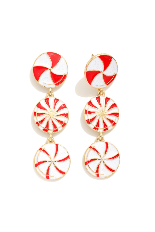 Enamel Peppermint Swirl Candy Drop Earrings