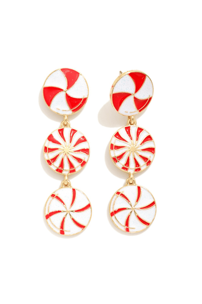 Enamel Peppermint Swirl Candy Drop Earrings