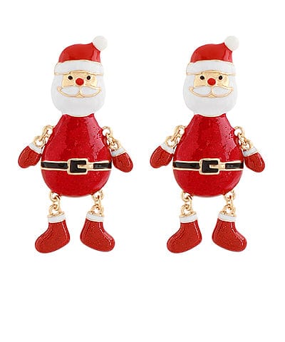 Enamel Santa with Dangle Arms and Legs Earrings