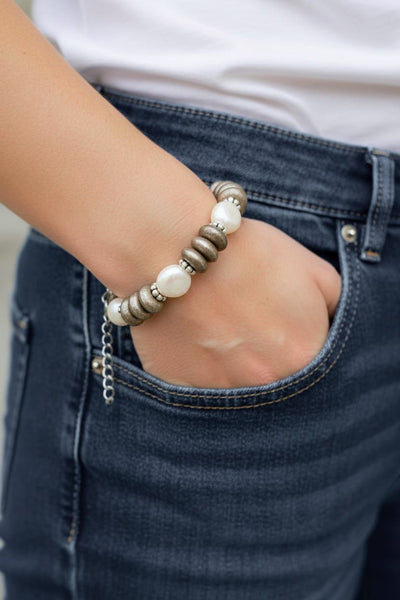 Epona Pearl and Tarnished Metal Bead Mix Bracelet