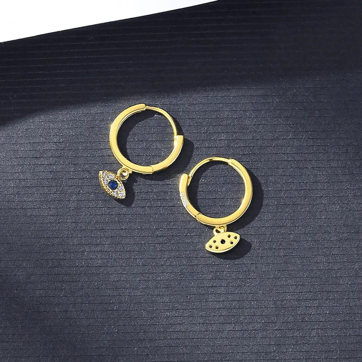 Evil Eye Earrings 14K Gold Plated 925 Stainless Steel