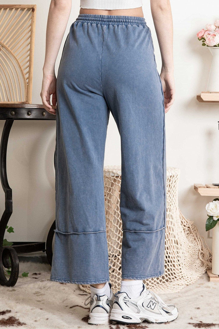 Exposed Seam Elastic Waistband Sweatpants with Defined Pockets
