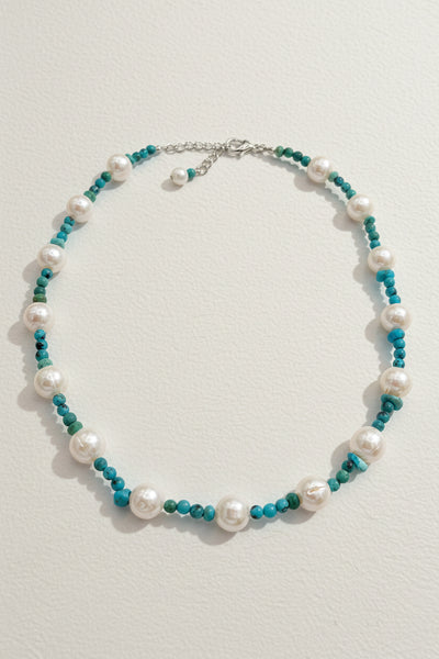 Ezili Handmade Pearl and Small Genuine Stone Beaded Necklace