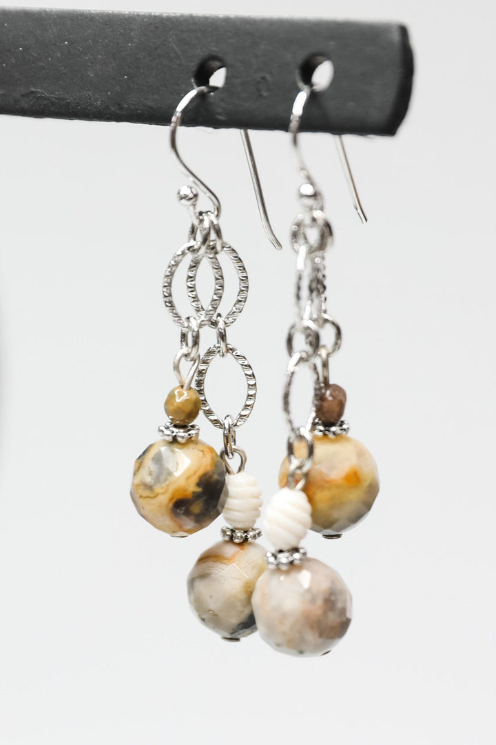 Faceted Agate Earrings with Vintage Elements