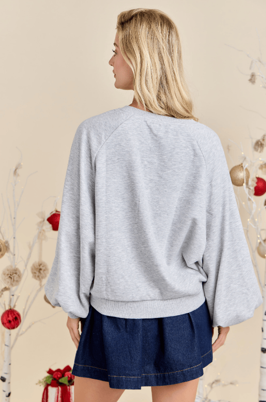 FaLaLa Bold Embroidered Letters Holiday Sweatshirt