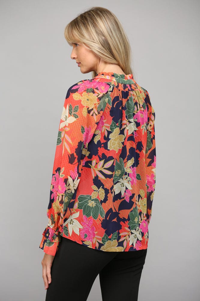 Fate Floral Print Ruffle Neck Blouse