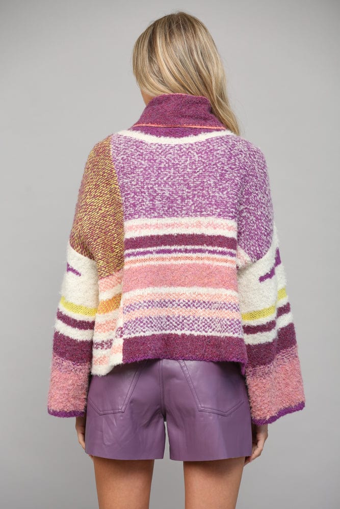Fate Multicolored Turtleneck Pullover Sweater