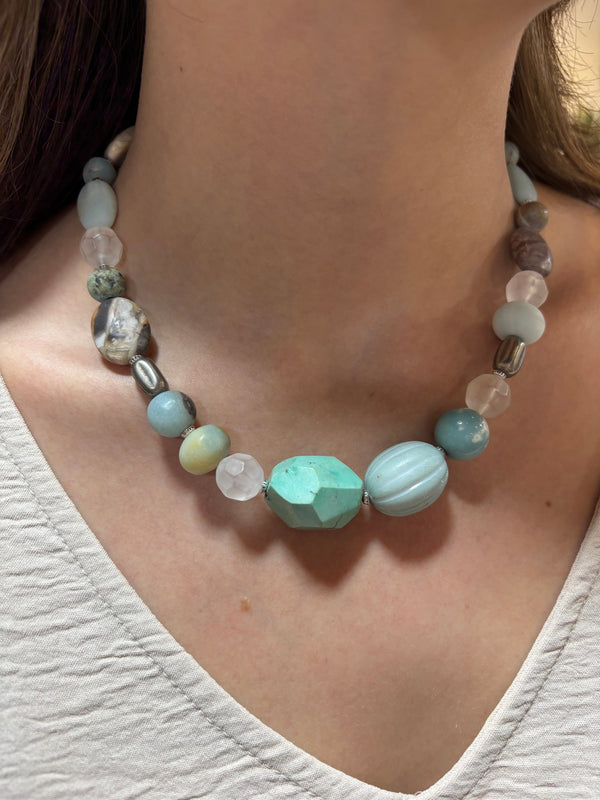 Febe Short Mixed Genuine Stone Beaded Necklace