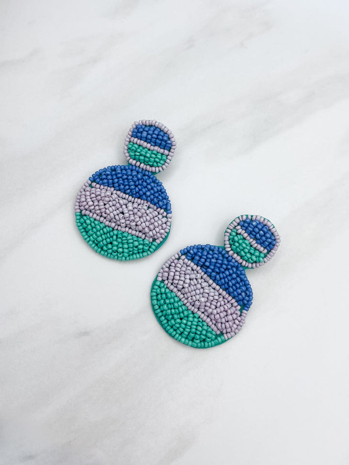 Felt Back Seed Bead Stacked Circle Earrings