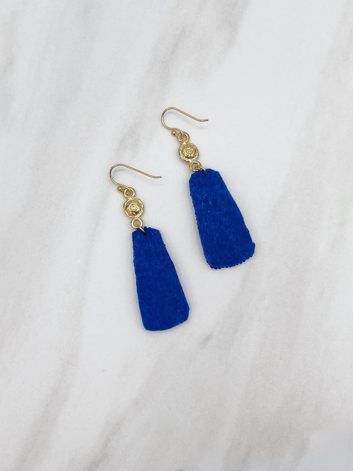 Felt Back Solid Color Seed Bead Earrings with Gold Charm