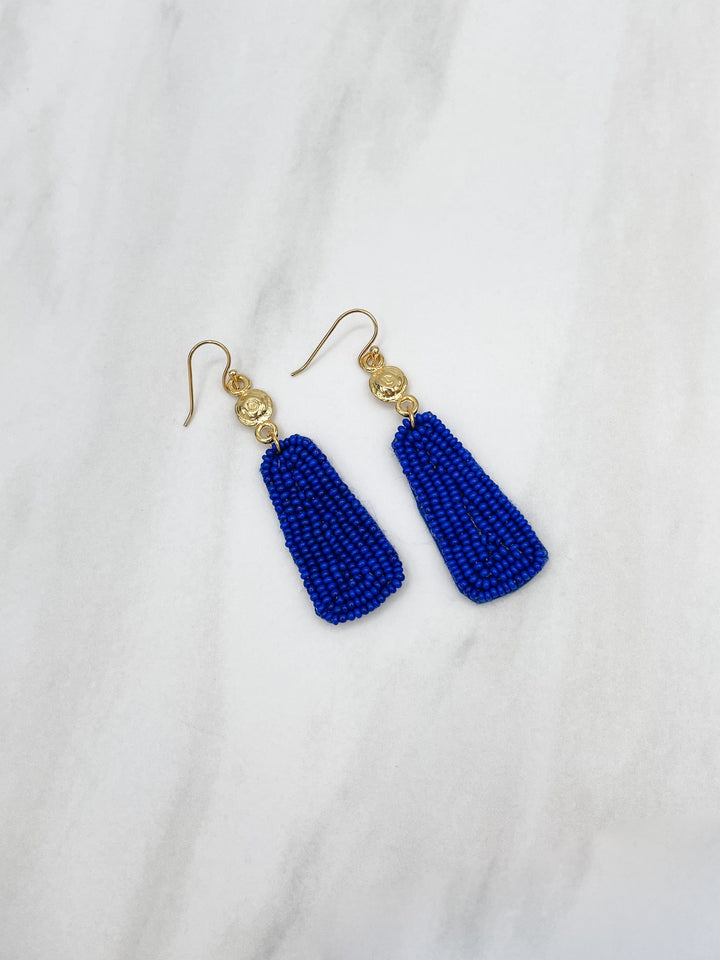 Felt Back Solid Color Seed Bead Earrings with Gold Charm