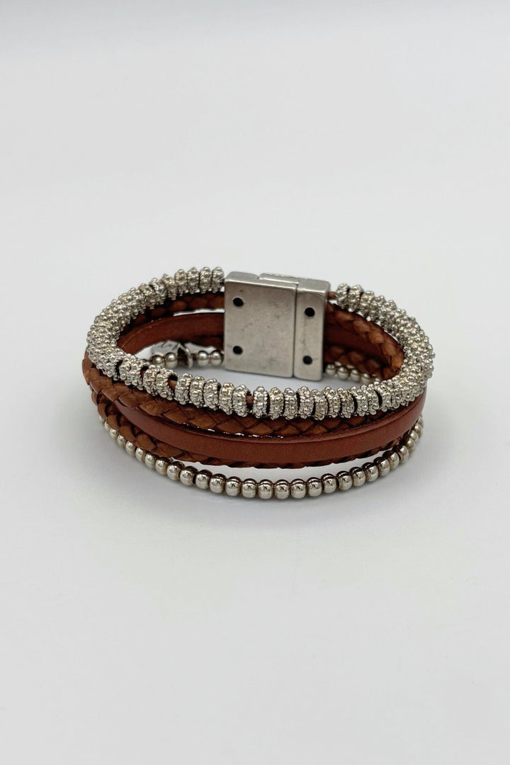 Five Strand Leather and Beaded Bracelet