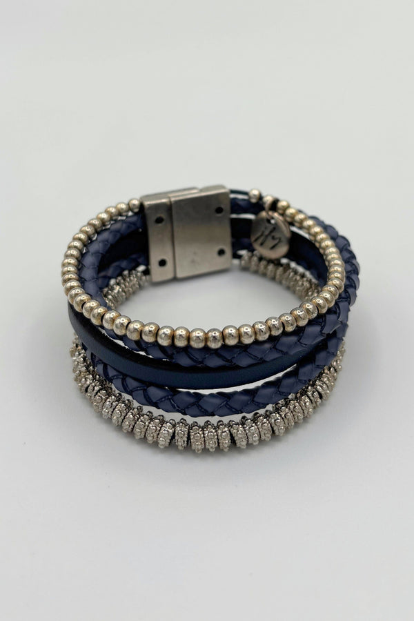 Five Strand Leather and Beaded Bracelet