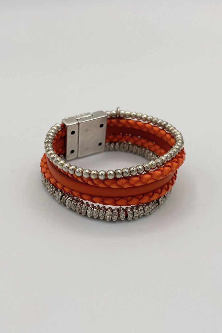 Five Strand Leather and Beaded Bracelet