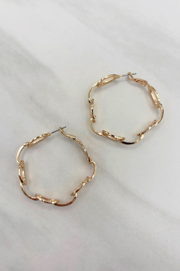 Flat Oval Chain Link Clasp Closure Hoop Earrings
