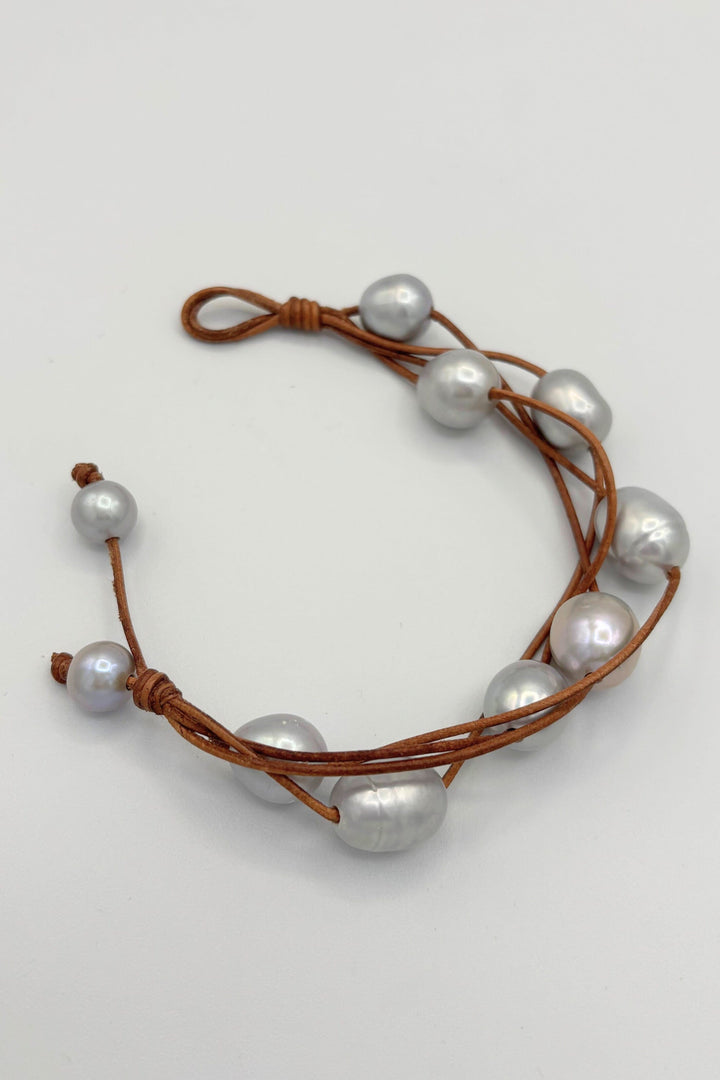 Four Layer Pearl and Leather Bracelet