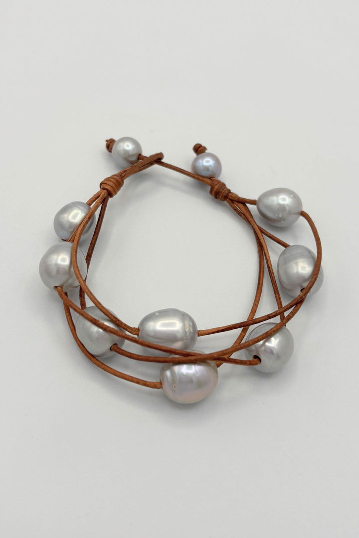 Four Layer Pearl and Leather Bracelet