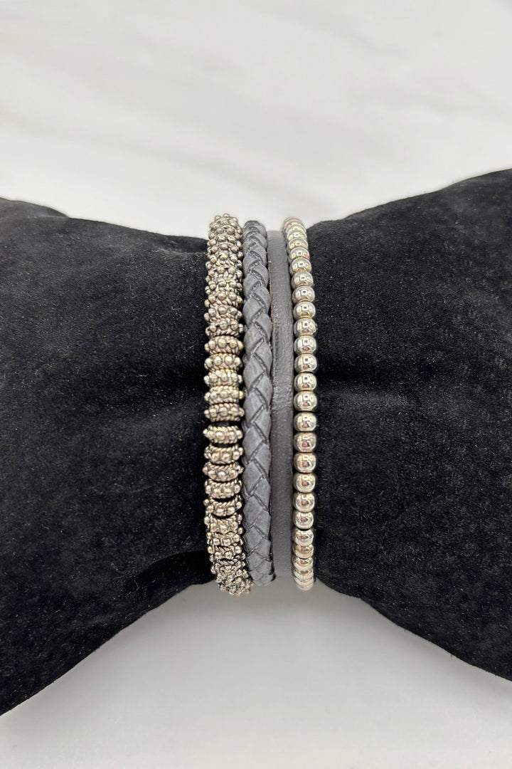 Four Strand Leather and Beaded Bracelet