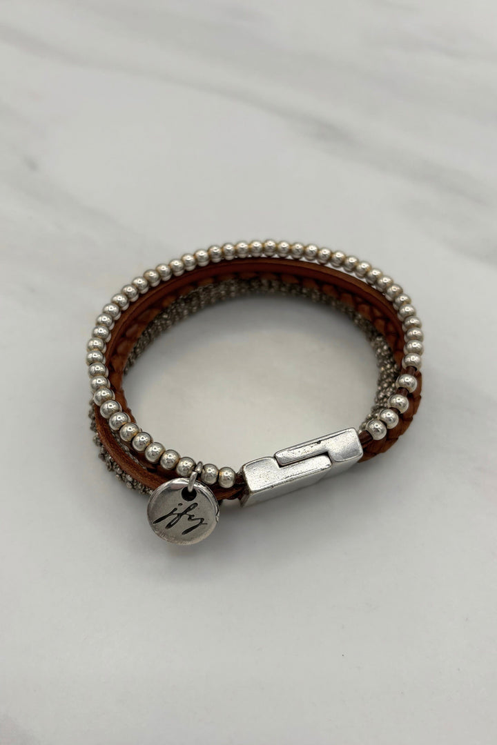 Four Strand Leather and Beaded Bracelet