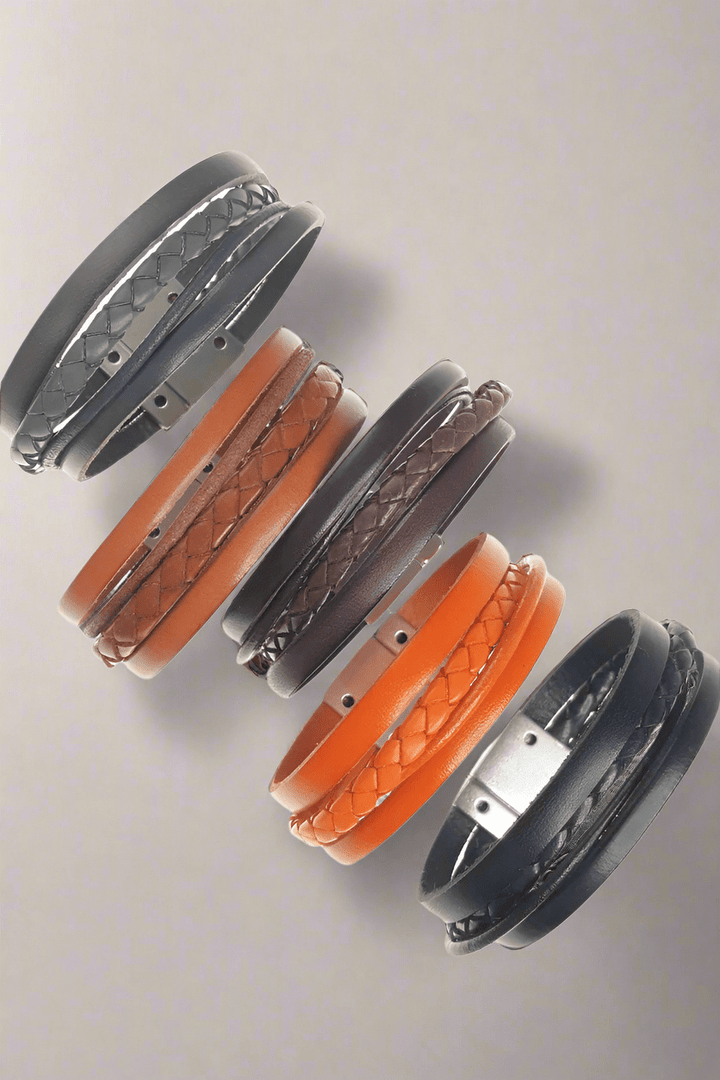 Four Strand Textured Leather Bracelet
