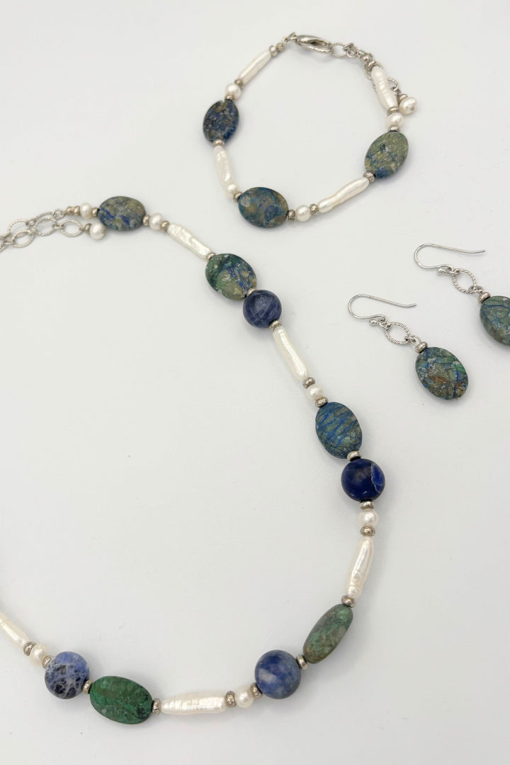 Galen Bracelet with Chrysocolla and Freshwater Pearls