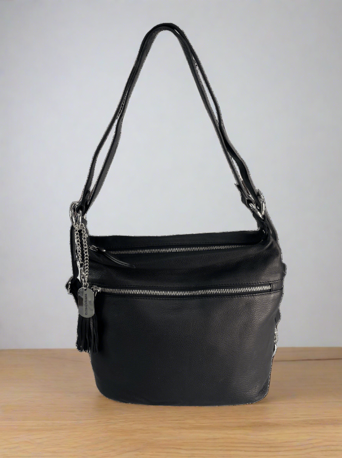 Genuine Leather Hobo Style Handbag