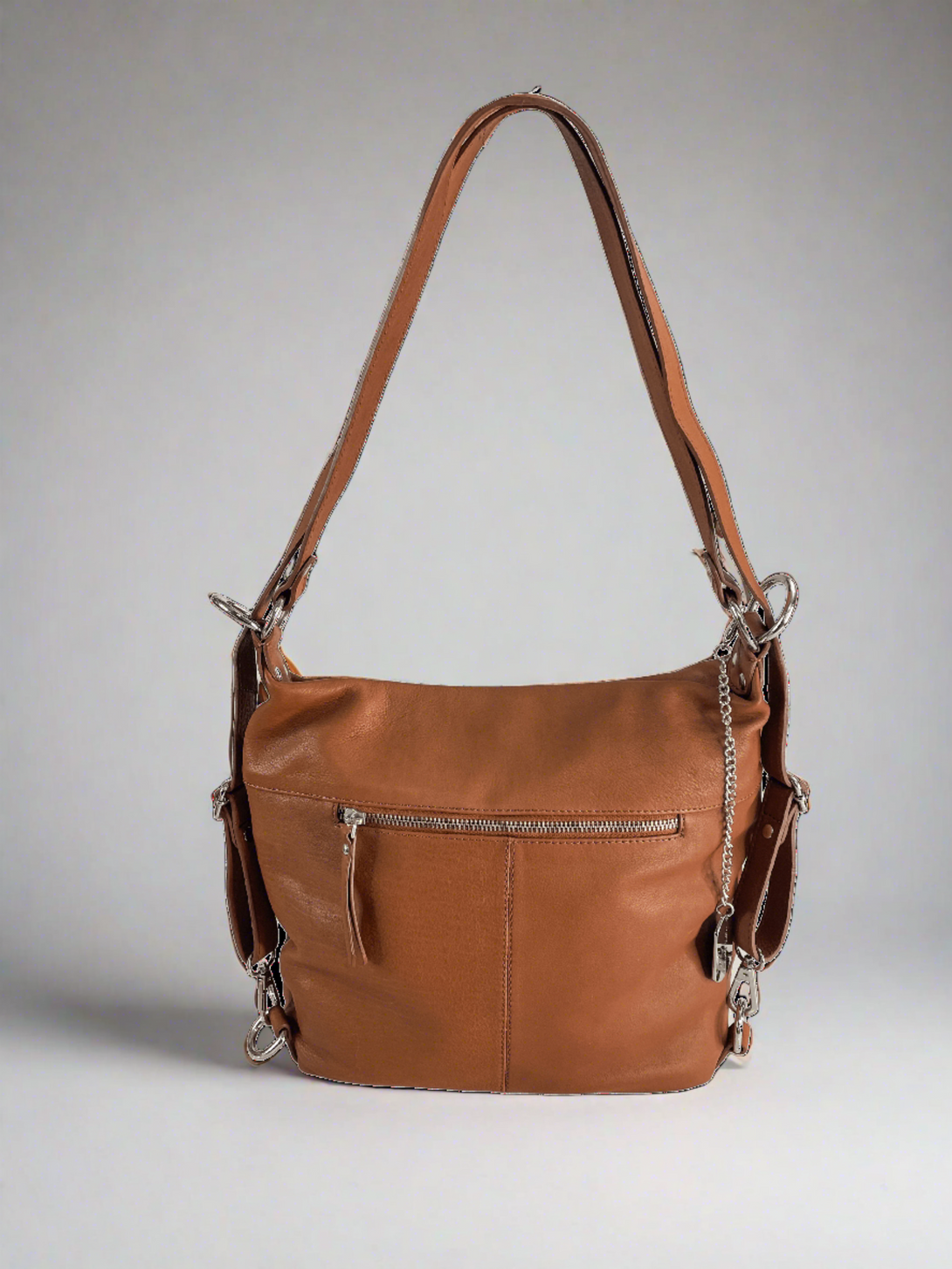 Genuine Leather Hobo Style Handbag