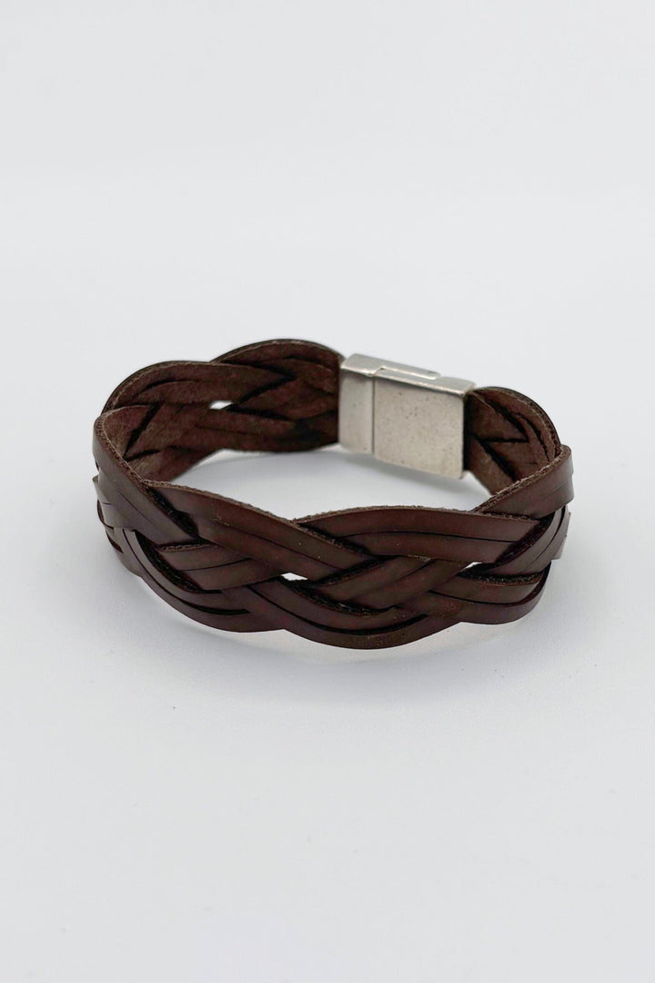 Genuine Leather Large Braided Bracelet