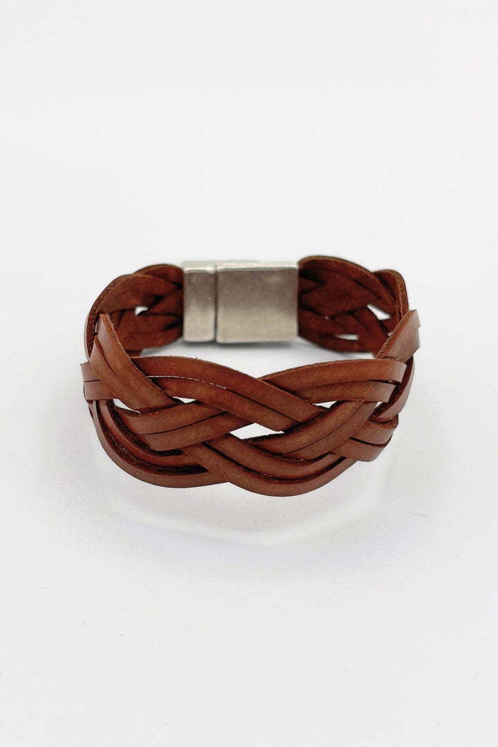 Genuine Leather Large Braided Bracelet