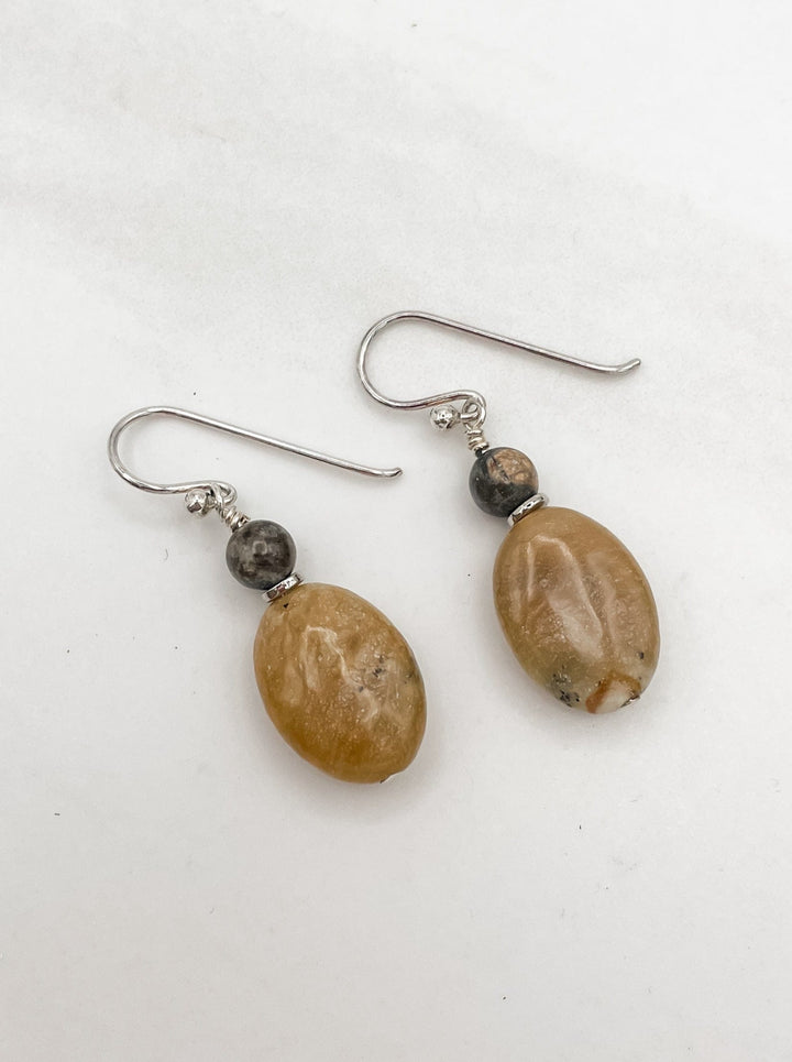Genuine Stone Drop Earring With Sterling Silver