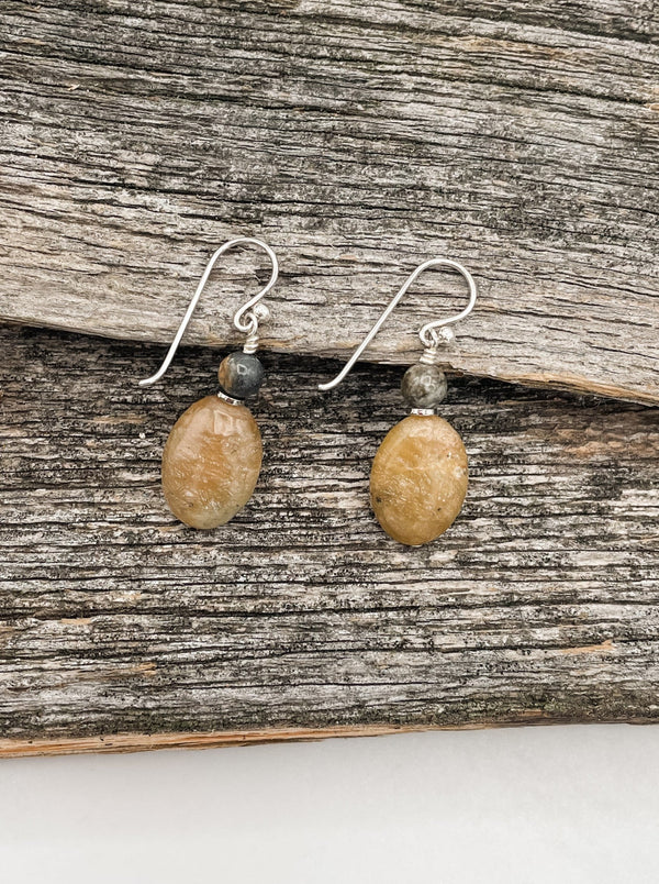 Genuine Stone Drop Earring With Sterling Silver