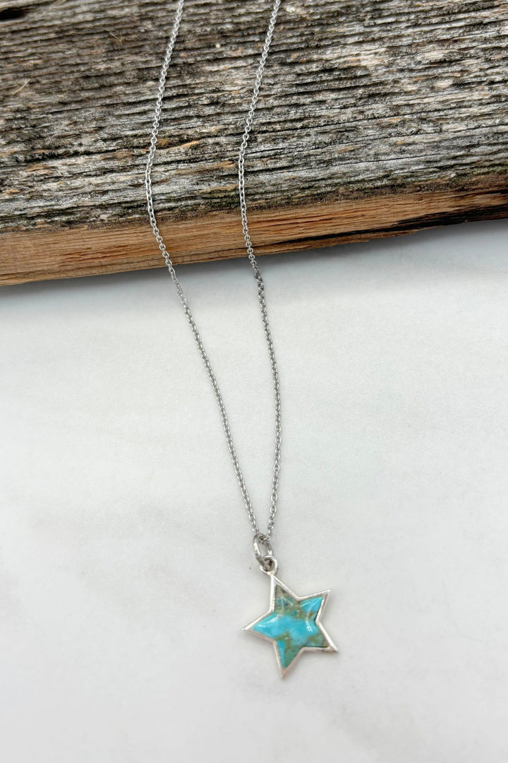 Genuine Stone Star Charm Dainty Sterling Silver Chain Necklace