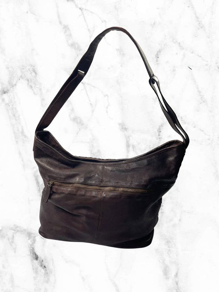 Genuine Woven Leather Large Shoulder Handbag