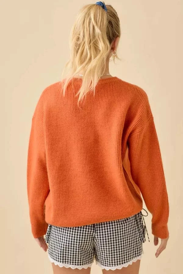 Gingham Pattern Patchwork Pumpkin Face Sweater
