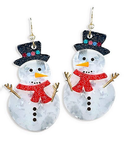 Glitter Christmas Snowman Dangle Earrings