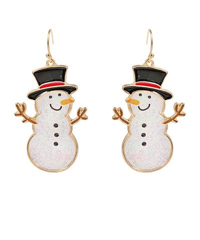 Glitter Enamel Snowman Simple Christmas Dangle Earrings