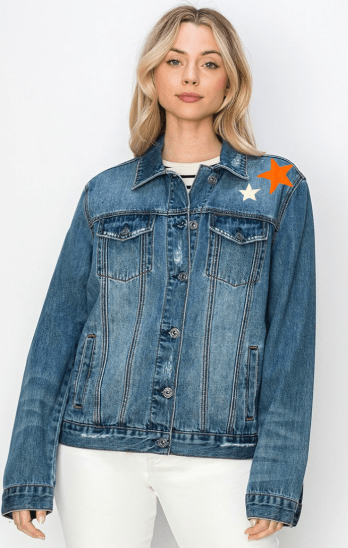 "Go Vols" Hand-Painted Vintage Wash Denim Jacket