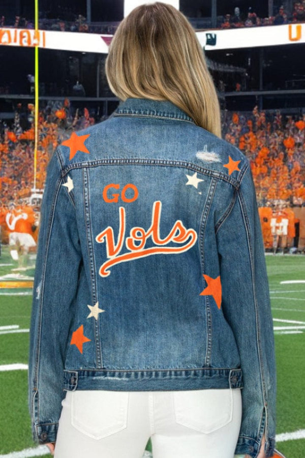 "Go Vols" Hand-Painted Vintage Wash Denim Jacket