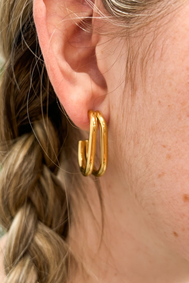 Gold or Platinum Plated Chunky Double Hook Earrings