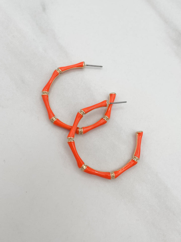 Half Circle Metal Hoop Colored Enamel Earrings