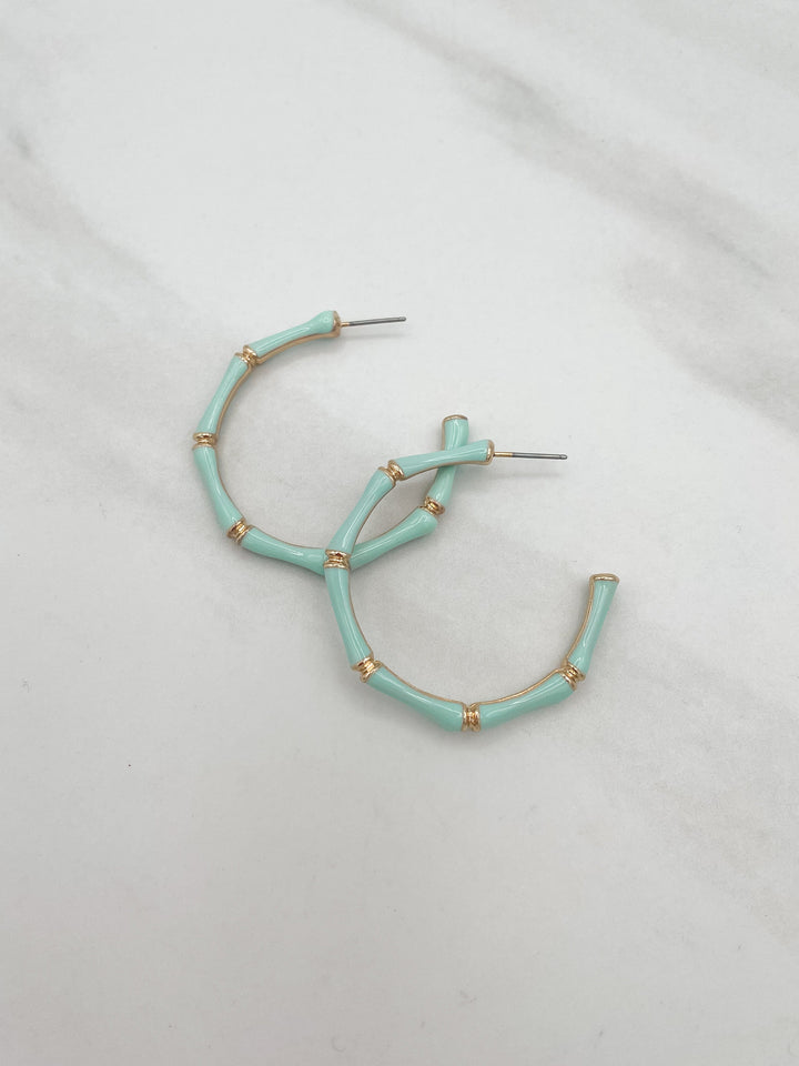Half Circle Metal Hoop Colored Enamel Earrings