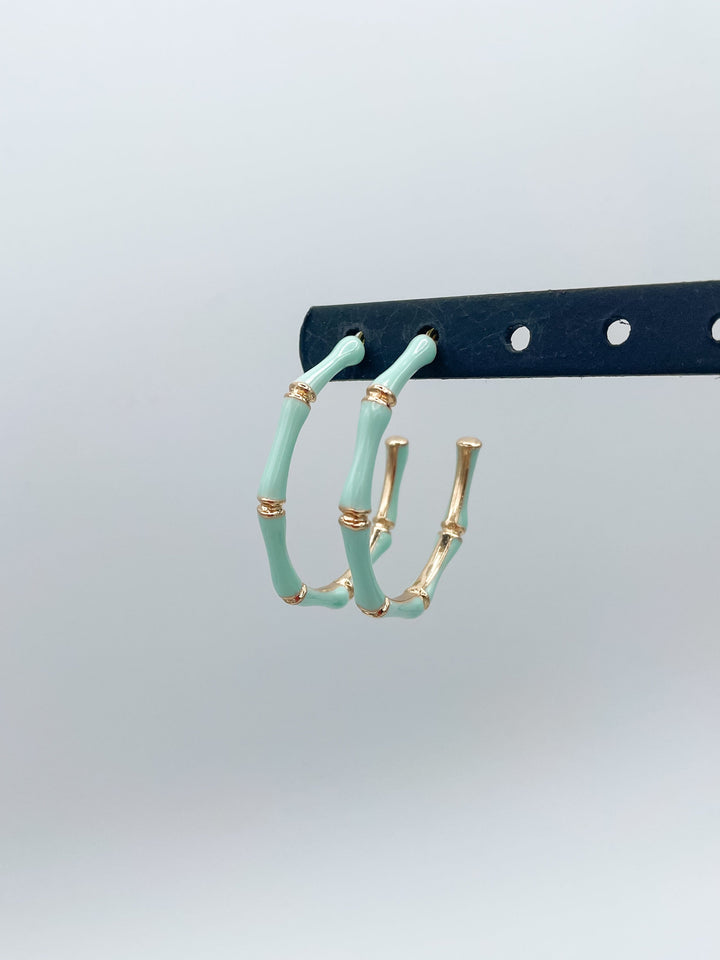 Half Circle Metal Hoop Colored Enamel Earrings