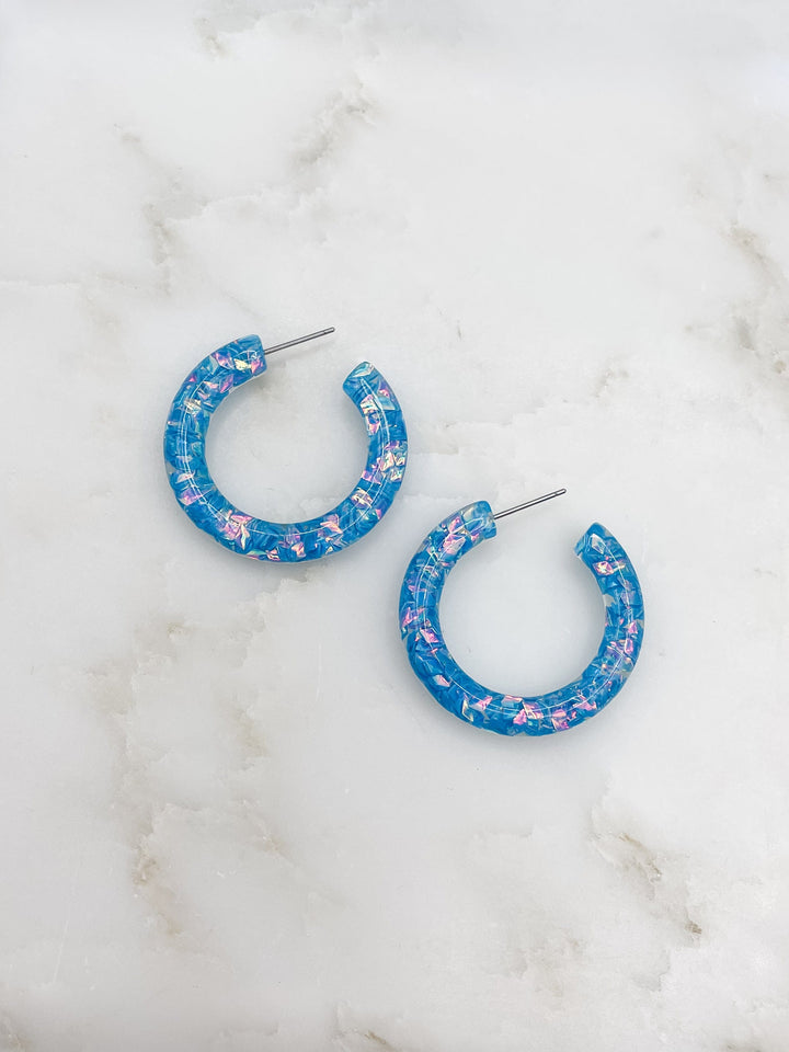 Half Hoop Resin Confetti Earrings